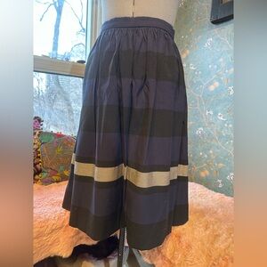 Zara Basic Navy Striped A-Line Skirt with Pockets